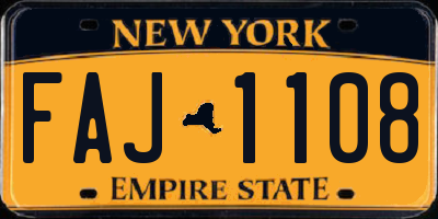 NY license plate FAJ1108