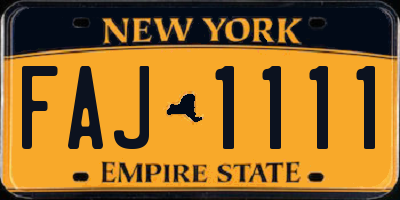 NY license plate FAJ1111