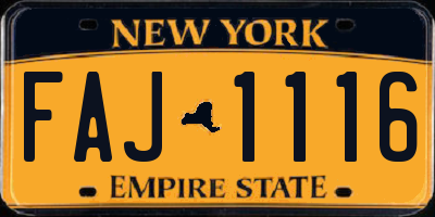 NY license plate FAJ1116