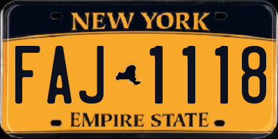 NY license plate FAJ1118