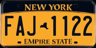NY license plate FAJ1122