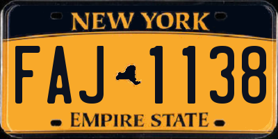 NY license plate FAJ1138