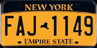 NY license plate FAJ1149