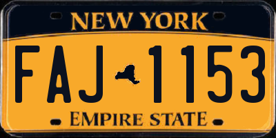 NY license plate FAJ1153