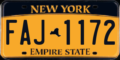 NY license plate FAJ1172