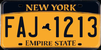 NY license plate FAJ1213