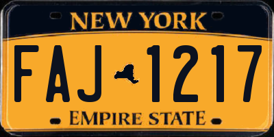 NY license plate FAJ1217