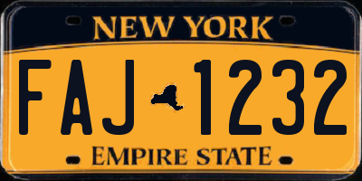 NY license plate FAJ1232