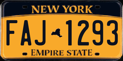 NY license plate FAJ1293