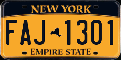 NY license plate FAJ1301