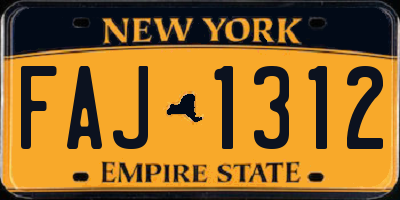 NY license plate FAJ1312
