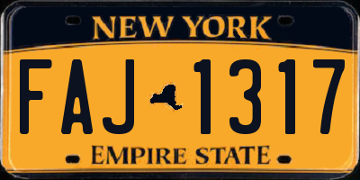 NY license plate FAJ1317