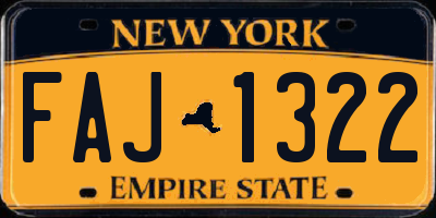 NY license plate FAJ1322