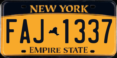 NY license plate FAJ1337