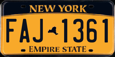 NY license plate FAJ1361