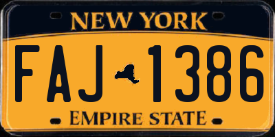 NY license plate FAJ1386