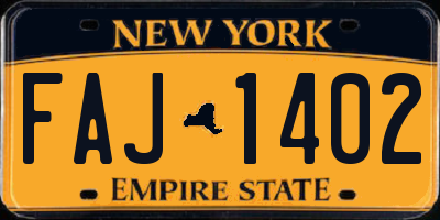 NY license plate FAJ1402