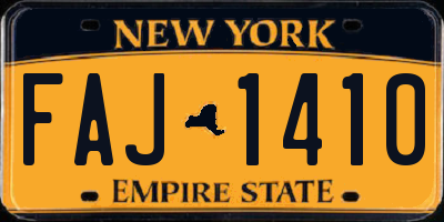 NY license plate FAJ1410