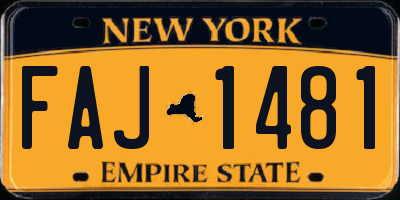 NY license plate FAJ1481