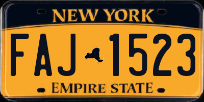 NY license plate FAJ1523