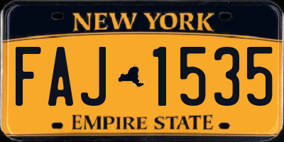 NY license plate FAJ1535