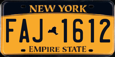 NY license plate FAJ1612
