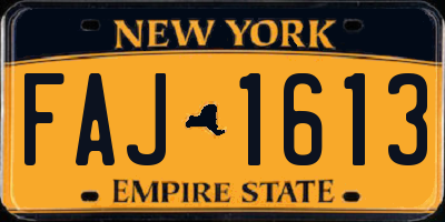 NY license plate FAJ1613