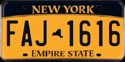 NY license plate FAJ1616