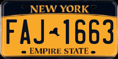 NY license plate FAJ1663