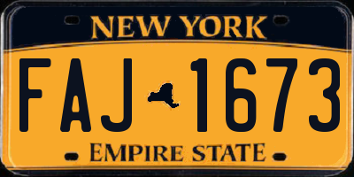 NY license plate FAJ1673