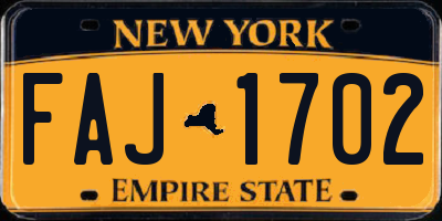NY license plate FAJ1702