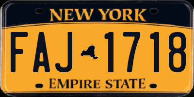 NY license plate FAJ1718