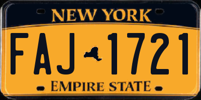 NY license plate FAJ1721