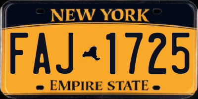 NY license plate FAJ1725
