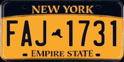 NY license plate FAJ1731