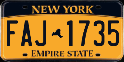 NY license plate FAJ1735