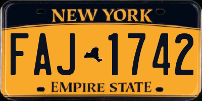 NY license plate FAJ1742