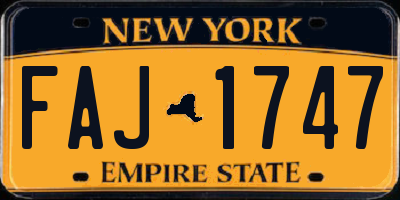 NY license plate FAJ1747