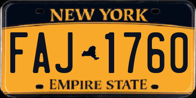 NY license plate FAJ1760