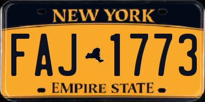 NY license plate FAJ1773