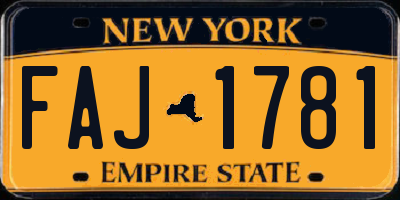NY license plate FAJ1781