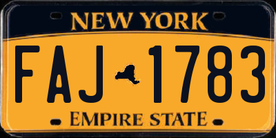 NY license plate FAJ1783