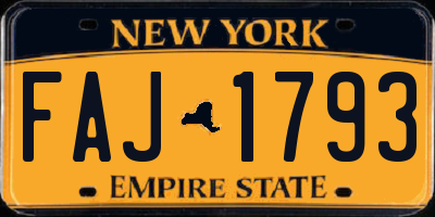NY license plate FAJ1793