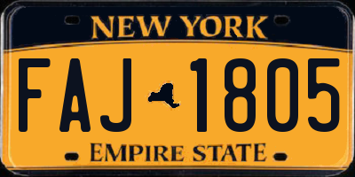 NY license plate FAJ1805
