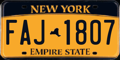 NY license plate FAJ1807