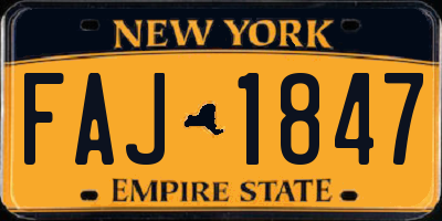 NY license plate FAJ1847