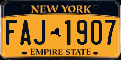 NY license plate FAJ1907
