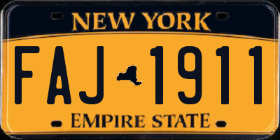 NY license plate FAJ1911