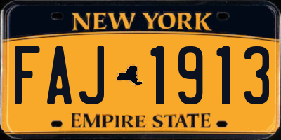 NY license plate FAJ1913