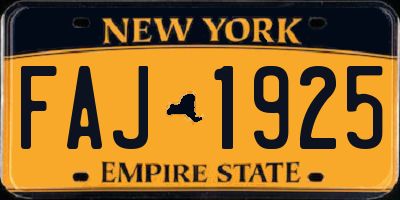 NY license plate FAJ1925
